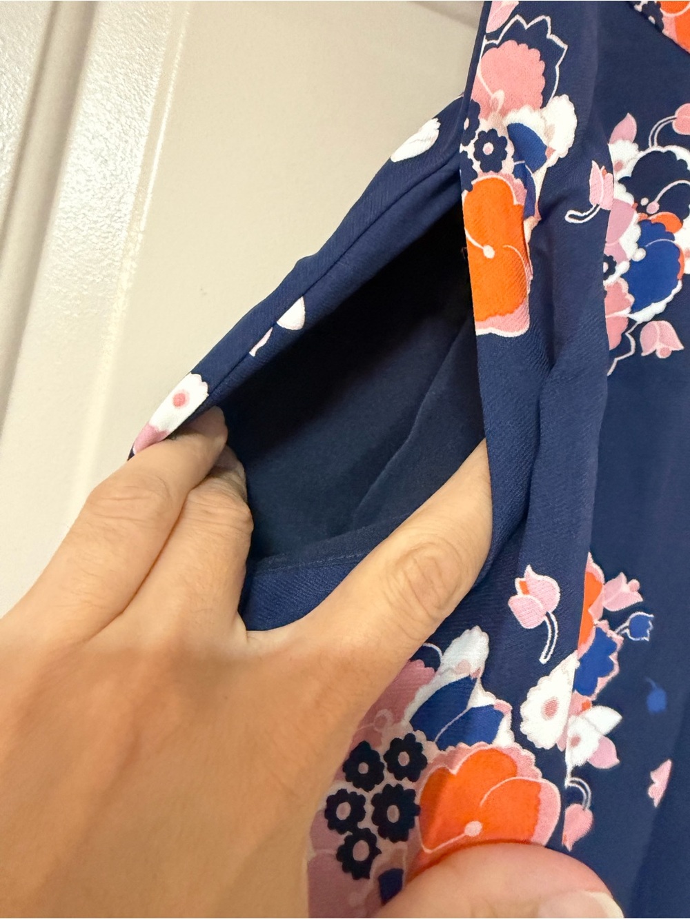 NWT Boden size 6 Navy Midi Dress with Orange and Pink Floral Print - Picture 3 of 9